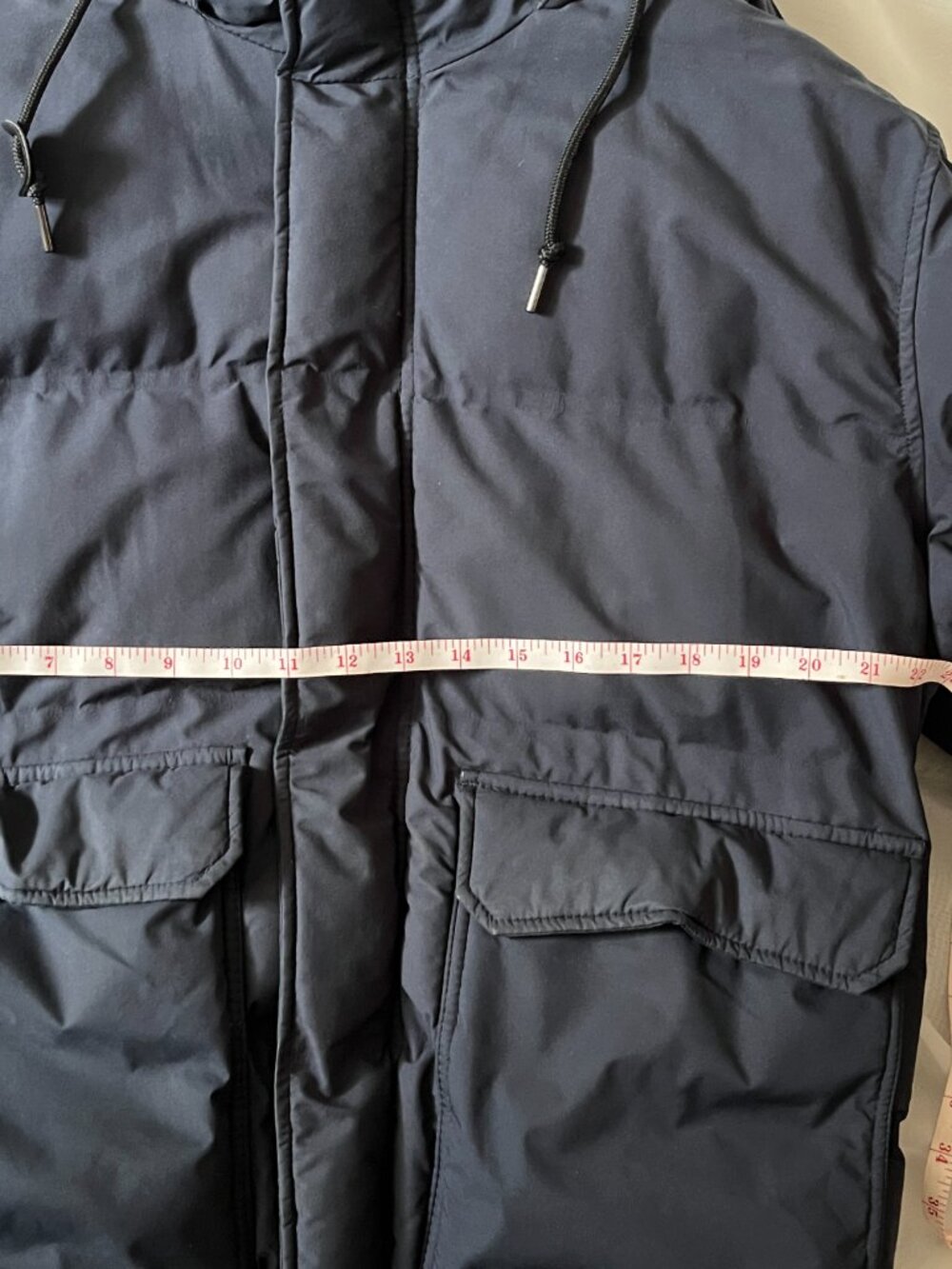 H&M Men's Large Waterproof Winter Jacket – Dark Blue, Hoodie Included